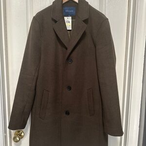 COLE HAAN Wool-Blend Notch Collar Coat
